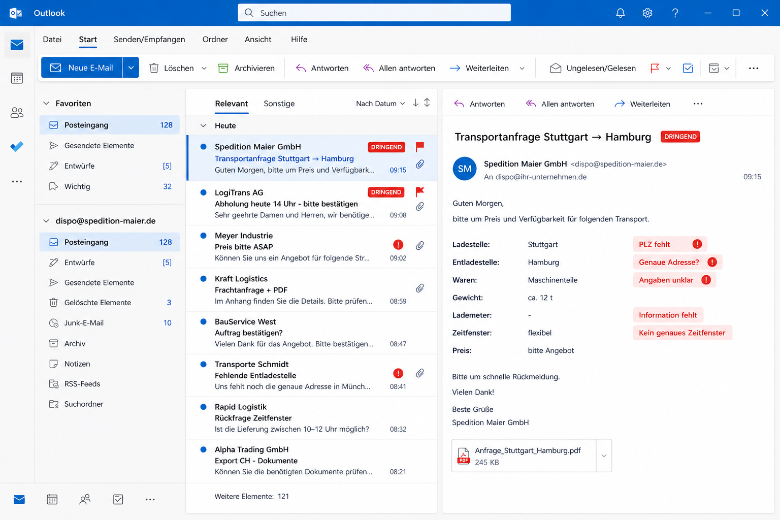 Überfülltes E-Mail-Postfach mit hunderten ungelesenen Mails